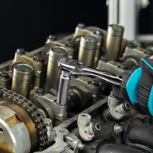 Ключ-трещотка 1/4", CrV, 90 зубьев, усиленный, хром Gross по ценам производителя в Воронеже с доставкой по всей России