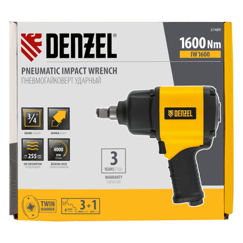 Ударный пневмогайковерт IW1600, 3/4", 4000 об/мин, 1600 Нм Denzel по ценам производителя в Воронеже с доставкой по всей России