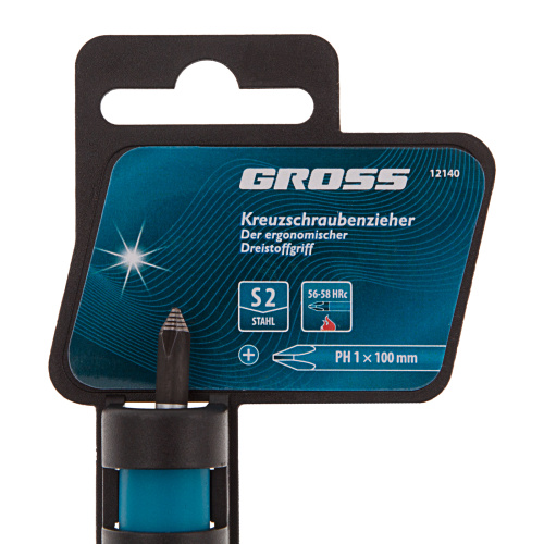 Отвертка PH1 x 100 мм, S2, трехкомпонентная ручка Gross по ценам производителя в Воронеже с доставкой по всей России