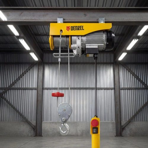 Тельфер электрический TF-800, 0.8 т, 1300 Вт, высота 12 м, 8 м/мин Denzel по ценам производителя в Воронеже с доставкой по всей России