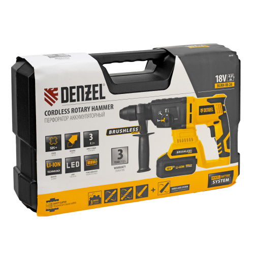 Перфоратор аккумуляторный BLRH-IB-26 Li-Ion, 18 В Denzel по ценам производителя в Воронеже с доставкой по всей России