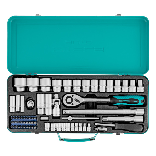 Набор торцевых головок с трещоткой, 1/2" и 1/4", 68 предметов Stels по ценам производителя в Воронеже с доставкой по всей России