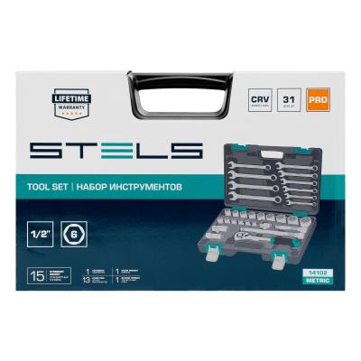 Набор инструментов, 1/2", CrV, пластиковый кейс 31 предмет Stels по ценам производителя в Воронеже с доставкой по всей России