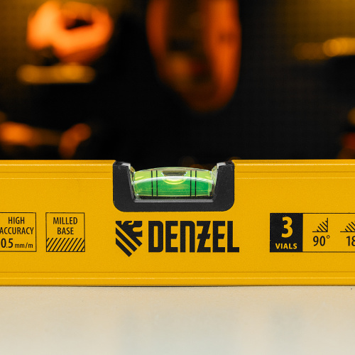 Уровень алюминиевый, магнит, фрезерованный, 3 глазка (1 зеркал.) 0,5 мм/м, 1000 мм Denzel по ценам производителя в Воронеже с доставкой по всей России