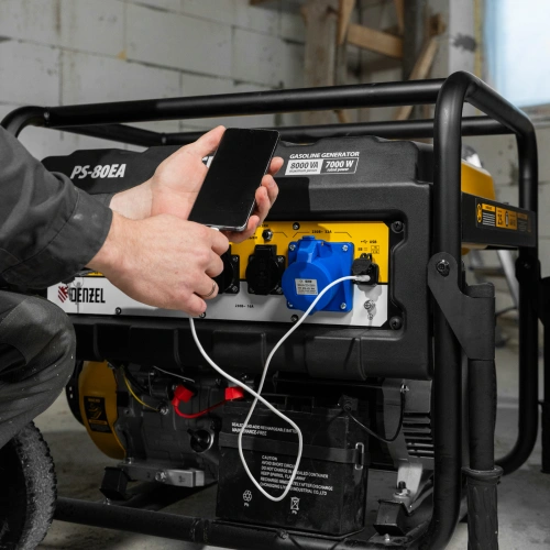 Генератор бензиновый PS 80 EA, 8.0 кВт, 230 В, 25 л, коннектор автоматики, электростартер Denzel по ценам производителя в Воронеже с доставкой по всей России