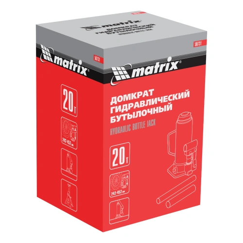 Домкрат гидравлический бутылочный, 20 т, высота подъема 242-452 мм Matrix по ценам производителя в Воронеже с доставкой по всей России