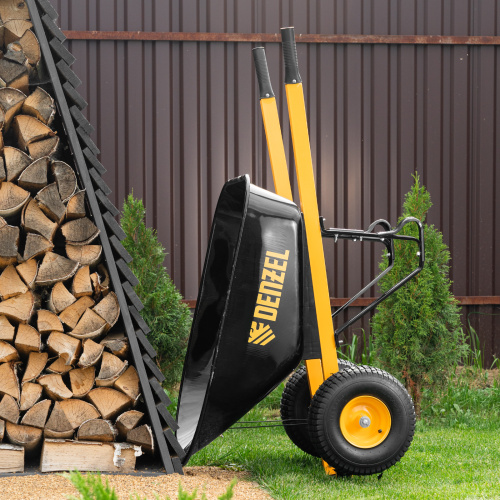 Тачка строительная, усиленная, объем 140 л, 250 кг, двухколесная, колесо 15х6.00-6 Denzel по ценам производителя в Воронеже с доставкой по всей России