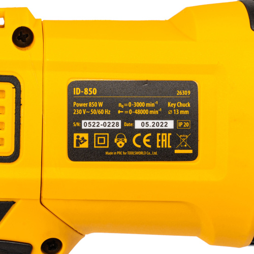 Дрель ударная ID-850, 850 Вт, 0-3000 об/мин, 48000 уд/мин Denzel по ценам производителя в Воронеже с доставкой по всей России