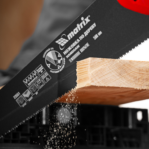 Ножовка по дереву, 500 мм, 7-8 TPI, зуб-3D, каленый зуб, тефлоновое покрытие полотна, двухкомпонентная рукоятка Matrix по ценам производителя в Воронеже с доставкой по всей России