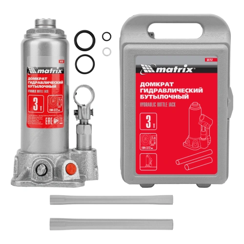 Домкрат гидравлический бутылочный, 3 т, высота подъема 194-372 мм, в пластиковый кейсе Matrix купить в Москве с доставкой по всей России | ProtosMarket.ru