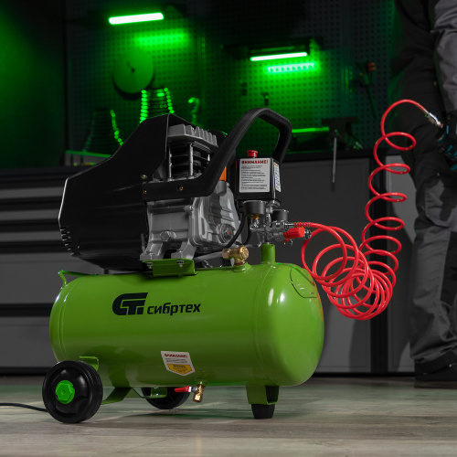 Компрессор воздушный КК-1500/24, 1.5 кВт, 198 л/мин, 24 л, прямой привод, масляный Сибртех по ценам производителя в Воронеже с доставкой по всей России