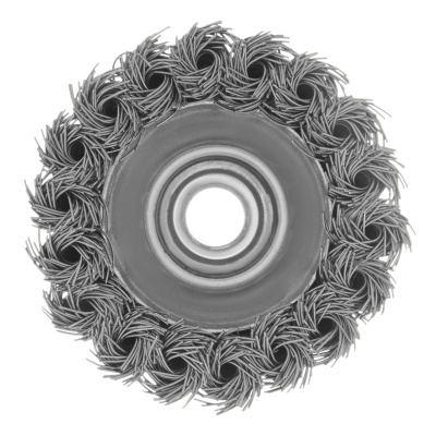 Щетка для УШМ, 75 мм, "Чашка", крученая нержавеющая проволока 0.5 мм, М14 Denzel купить в Москве с доставкой по всей России | ProtosMarket.ru
