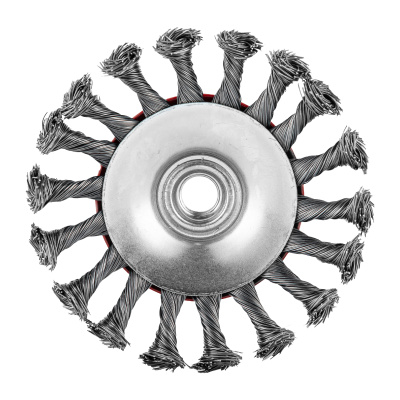 Щетка для УШМ, 115 мм, М14, "тарелка", крученая проволока 0.5 мм Matrix по ценам производителя в Воронеже с доставкой по всей России