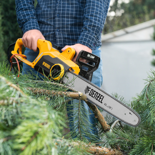 Пила цепная электрическая EDS-2200P, 2.2 кВт,поперечная, шина 45 см, шаг 3/8, паз 1.3 мм, 63 звена Denzel по ценам производителя в Воронеже с доставкой по всей России