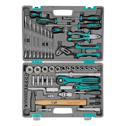 Набор инструментов, 1/2", 1/4", CrV, 12 гранные головки, пластиковый кейс, 76 предметов Stels по ценам производителя в Воронеже с доставкой по всей России