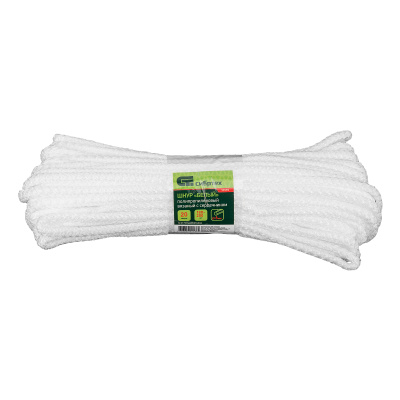 Шнур вязаный полипропиленовый с серд. белый, 6 мм, L 20 м, Сибртех по ценам производителя в Воронеже с доставкой по всей России