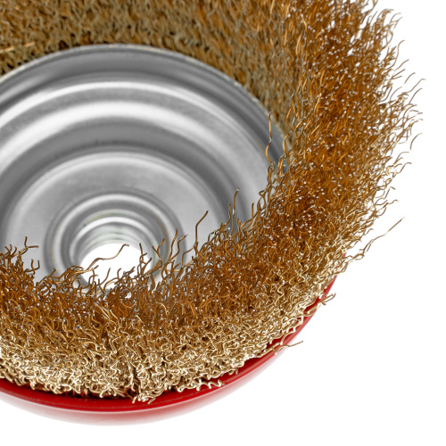 Щетка для УШМ, 100 мм, М14, "чашка", латунированная витая проволока Matrix по ценам производителя в Воронеже с доставкой по всей России