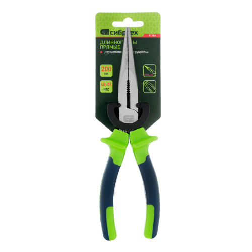 Длинногубцы прямые, 200 мм, двухкомпонентные рукоятки Сибртех по ценам производителя в Воронеже с доставкой по всей России
