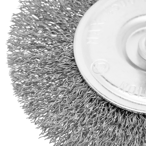 Щетка для дрели 100 мм, плоская со шпилькой, витая проволока Сибртех по ценам производителя в Воронеже с доставкой по всей России