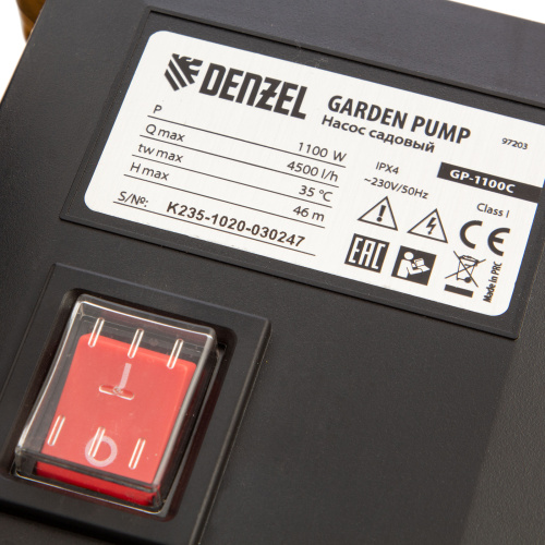 Садовый поверхностный насос GP1100C, 1100 Вт, 4500 л/ч, подъем 46 м, чугун Denzel по ценам производителя в Воронеже с доставкой по всей России