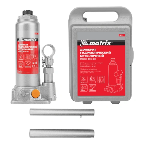 Домкрат гидравлический бутылочный, 2 т, h подъема 181-345 мм, в пластиковом кейсе Matrix по ценам производителя в Воронеже с доставкой по всей России