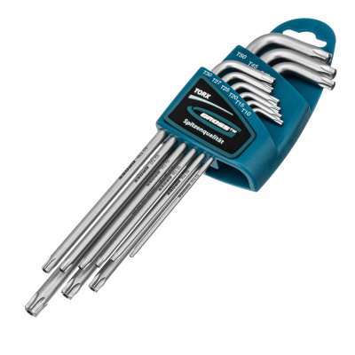 Набор ключей имбусовых Torx -TT, 9 шт: T10-T50, экстра-длинные, S2, сатинированные Gross по ценам производителя в Воронеже с доставкой по всей России