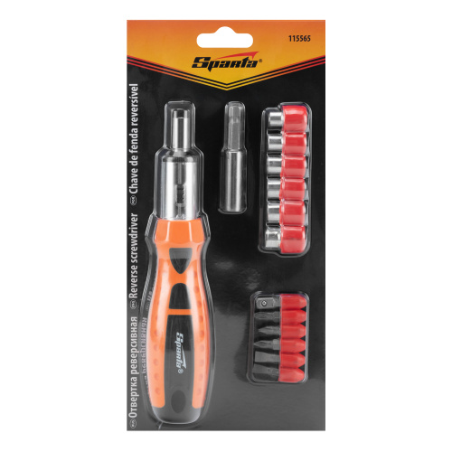 Отвертка реверсивная, биты, головки торцевые, 14 шт, Sparta по ценам производителя в Воронеже с доставкой по всей России