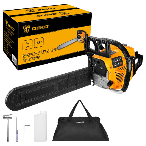 Бензопила DEKO DKCHS 52-18 PLUS, 3,8 л.с., 52 куб.см, 18", в сумке по ценам производителя в Воронеже с доставкой по всей России