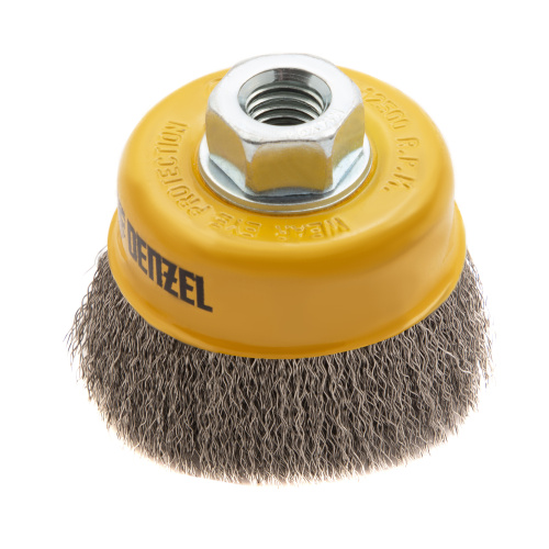 Щетка для УШМ, 75 мм, "Чашка", витая нержавеющая проволока 0.3 мм, М14 Denzel по ценам производителя в Воронеже с доставкой по всей России