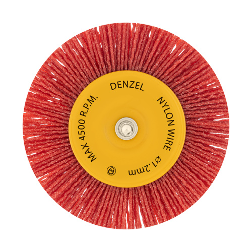 Щетка для дрели, 100 мм, Плоская, со шпилькой, нейлоновая щетина Denzel по ценам производителя в Воронеже с доставкой по всей России