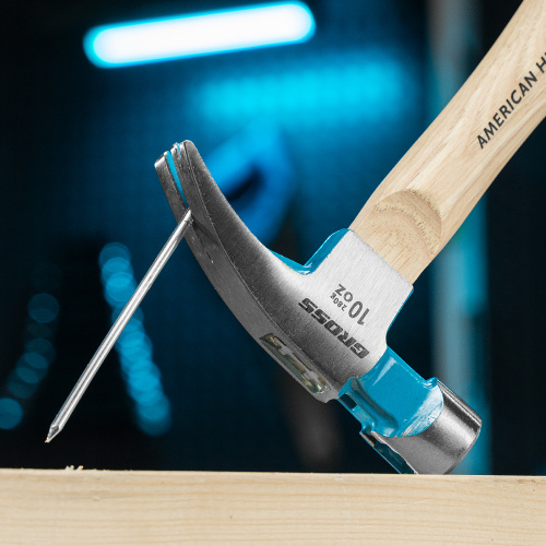 Молоток-гвоздодер, 280 г, угол 75, магнит, обрезиненная рукоятка American hickory GROSS по ценам производителя в Воронеже с доставкой по всей России