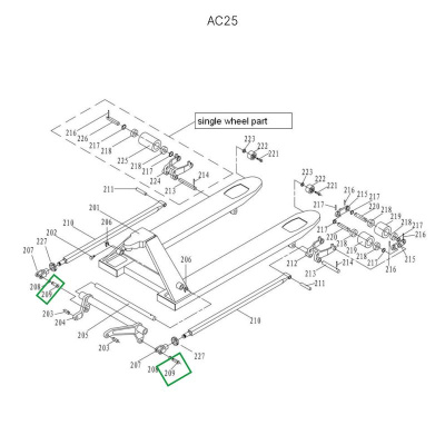 Ось крепления углового рычага к подвильной тяге для гидравлических тележек JC20 по ценам производителя в Воронеже с доставкой по всей России