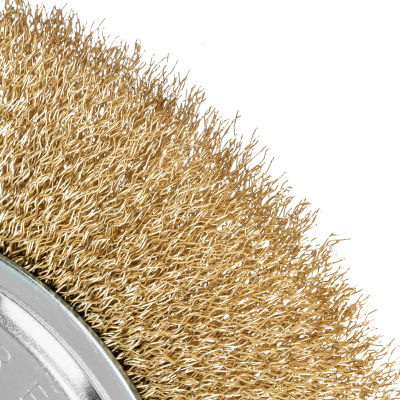 Щетка для УШМ, 200 мм, посадка 22.2 мм, плоская, латунированная витая проволока Matrix по ценам производителя в Воронеже с доставкой по всей России