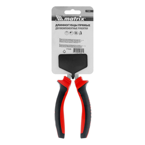 Длинногубцы прямые, 160 мм, хром-ванадий, двухкомпонентные рукоятки Matrix по ценам производителя в Воронеже с доставкой по всей России