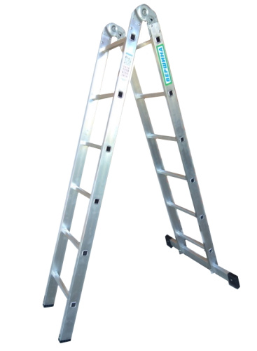 Лестница 2-х секционная алюминиевая шарнирная 2*6 по ценам производителя в Воронеже с доставкой по всей России