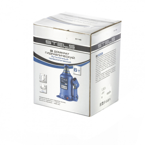 Домкрат гидравлический бутылочный телескопический, 6 т, подъем 170-430 мм Stels по ценам производителя в Воронеже с доставкой по всей России