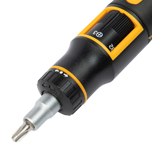 Отвертка реверсивная с револьверным механизмом, 11 шт, сталь S2  Denzel по ценам производителя в Воронеже с доставкой по всей России