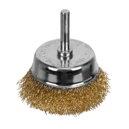 Щетка для дрели, 65 мм, "чашка" со шпилькой, латунированная витая проволока Matrix по ценам производителя в Воронеже с доставкой по всей России