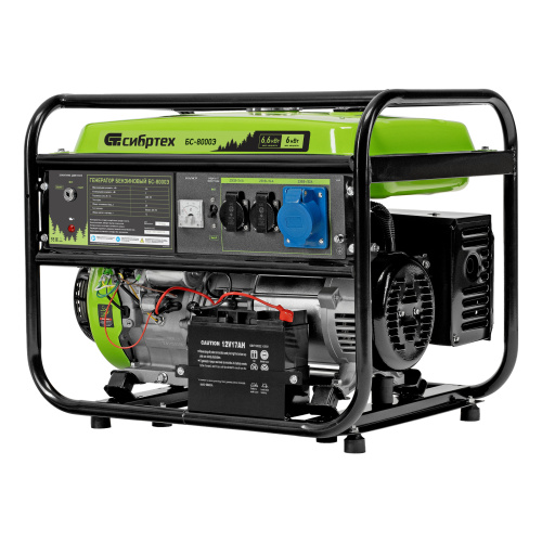 Генератор бензиновый БС-8000Э, 6,6 кВт, 230В, четырехтактный, 25 л, электростартер Сибртех по ценам производителя в Воронеже с доставкой по всей России