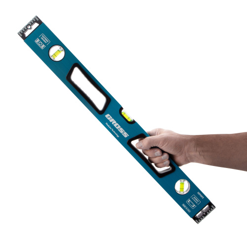 Уровень алюминиевый, 600 мм, усиленный с ударопрочными заглушками, рукоятки, 3 глазка Gross по ценам производителя в Воронеже с доставкой по всей России