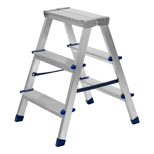 Стремянка двусторонняя 3 ступени, алюминиевая, Сибртех по ценам производителя в Воронеже с доставкой по всей России