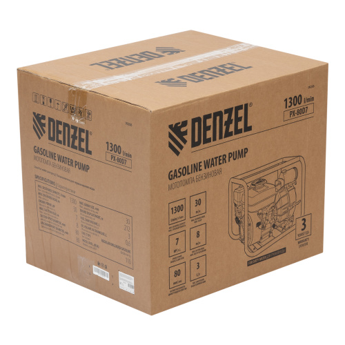 Мотопомпа бензиновая для грязной воды PX-80D7, 7 л.с., 3", 1300 л/мин, глуб 8 м,напор 30 м Denzel по ценам производителя в Воронеже с доставкой по всей России