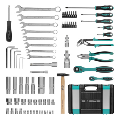 Набор инструментов, 1/2", 1/4", CrV, 12 гранные головки, пластиковый кейс, 76 предметов Stels по ценам производителя в Воронеже с доставкой по всей России