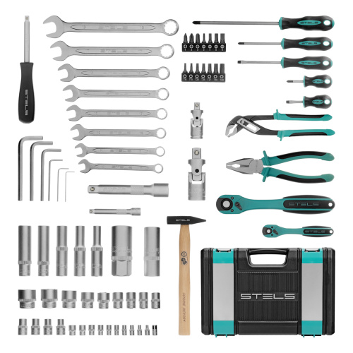 Набор инструментов, 1/2", 1/4", CrV, 12 гранные головки, пластиковый кейс, 76 предметов Stels по ценам производителя в Воронеже с доставкой по всей России