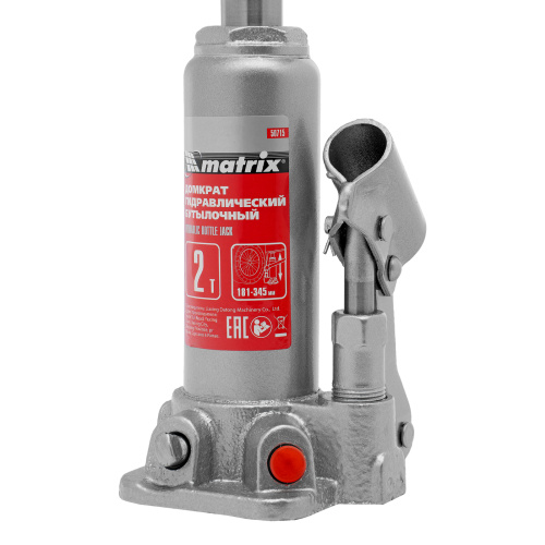 Домкрат гидравлический бутылочный, 2 т, высота подъема 181-345 мм Matrix по ценам производителя в Воронеже с доставкой по всей России
