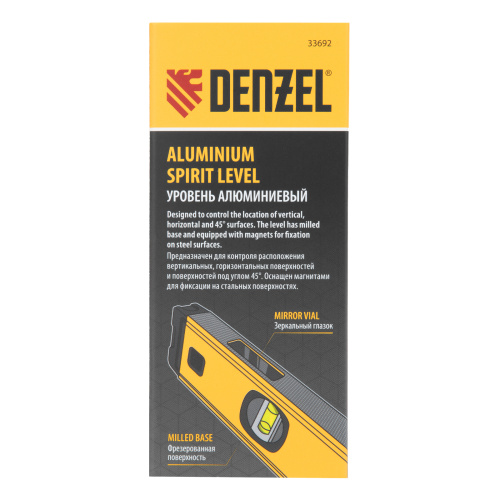 Уровень алюминиевый, магнит, фрезерованный, 3 глазка (1 зеркал.) 0,5 мм/м, 800 мм Denzel по ценам производителя в Воронеже с доставкой по всей России