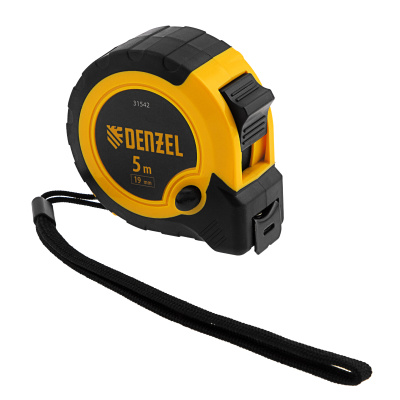 Рулетка 5м х 19мм, двухкомп. корпус, кнопка-пауза Denzel по ценам производителя в Воронеже с доставкой по всей России
