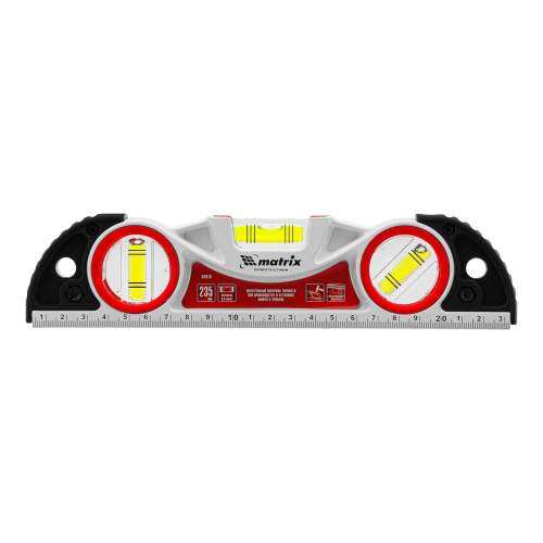 Уровень алюминиевый литой, фрезерованный, 3 глазка, две ударные площадки, 235 мм Matrix по ценам производителя в Воронеже с доставкой по всей России