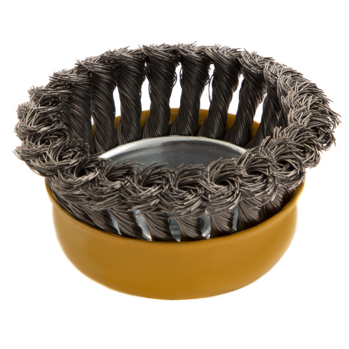 Щетка для УШМ, 100 мм, "Чашка", крученая нержавеющая проволока 0.5 мм, М14 Denzel по ценам производителя в Воронеже с доставкой по всей России