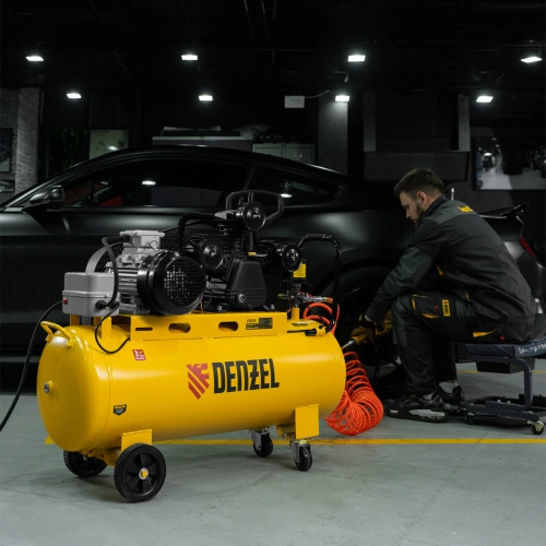 Компрессор воздушный BCW3000-T/100, ременный привод, 3.0 кВт, 100 литров, 520 л/мин Denzel по ценам производителя в Воронеже с доставкой по всей России
